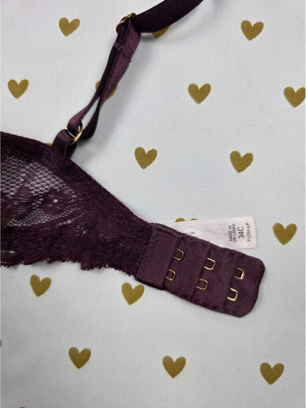 Victorias Secret Vintage Maroon Lace Push Up Bra 34C